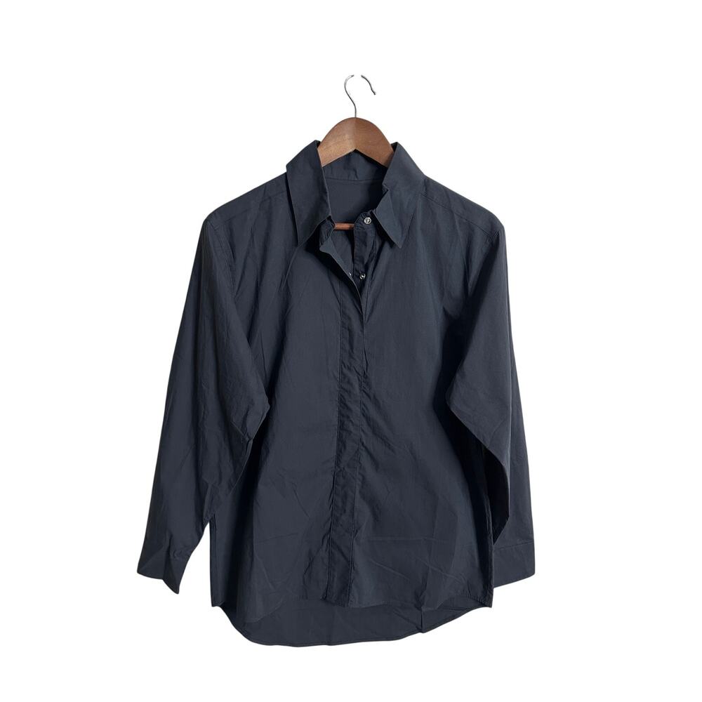 P. Taylor Minimalist Career Quiet Luxury Shirt Black Relaxed Womans XS